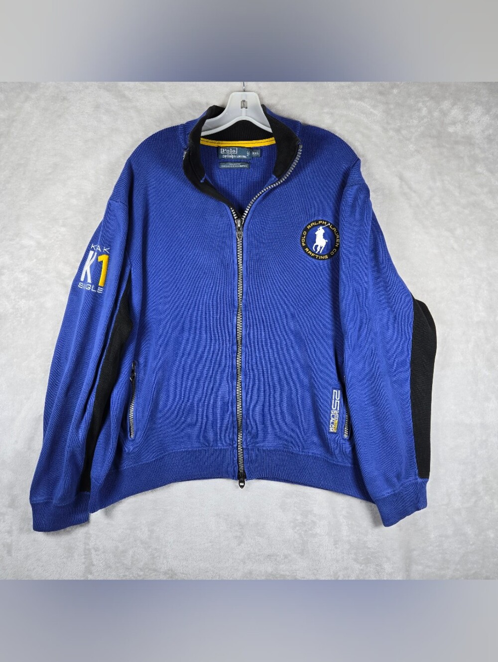 Polo Ralph Lauren K1 Kayak Full Zip Sweater Mens Size XXL 2XL Knit Blue Cotton